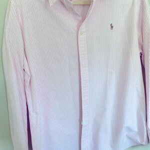 Pink stripped Polo button up